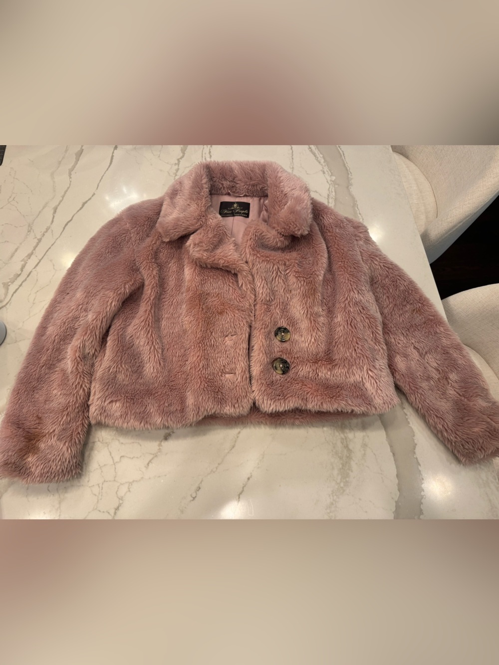 Free People Dusty Rose Faux Fur Coat